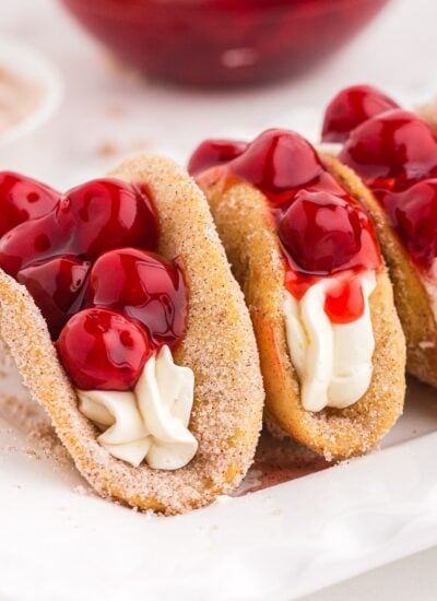 Cherry Cheesecake tacos completed and ready to eat!