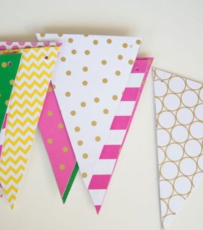 DIY Party Banner - made with yardstick and chipboard pieces - such a fun party decoration for many occasions!