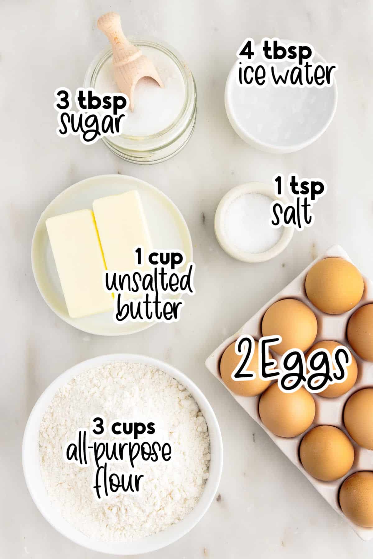 Ingredients to make pate sucree.