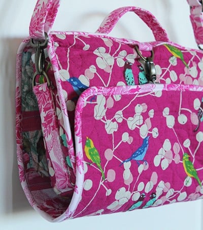 Hanging Cosmetics Bag - a great sewing project with zippers, vinyl, hardware, and pockets to fit everything!
